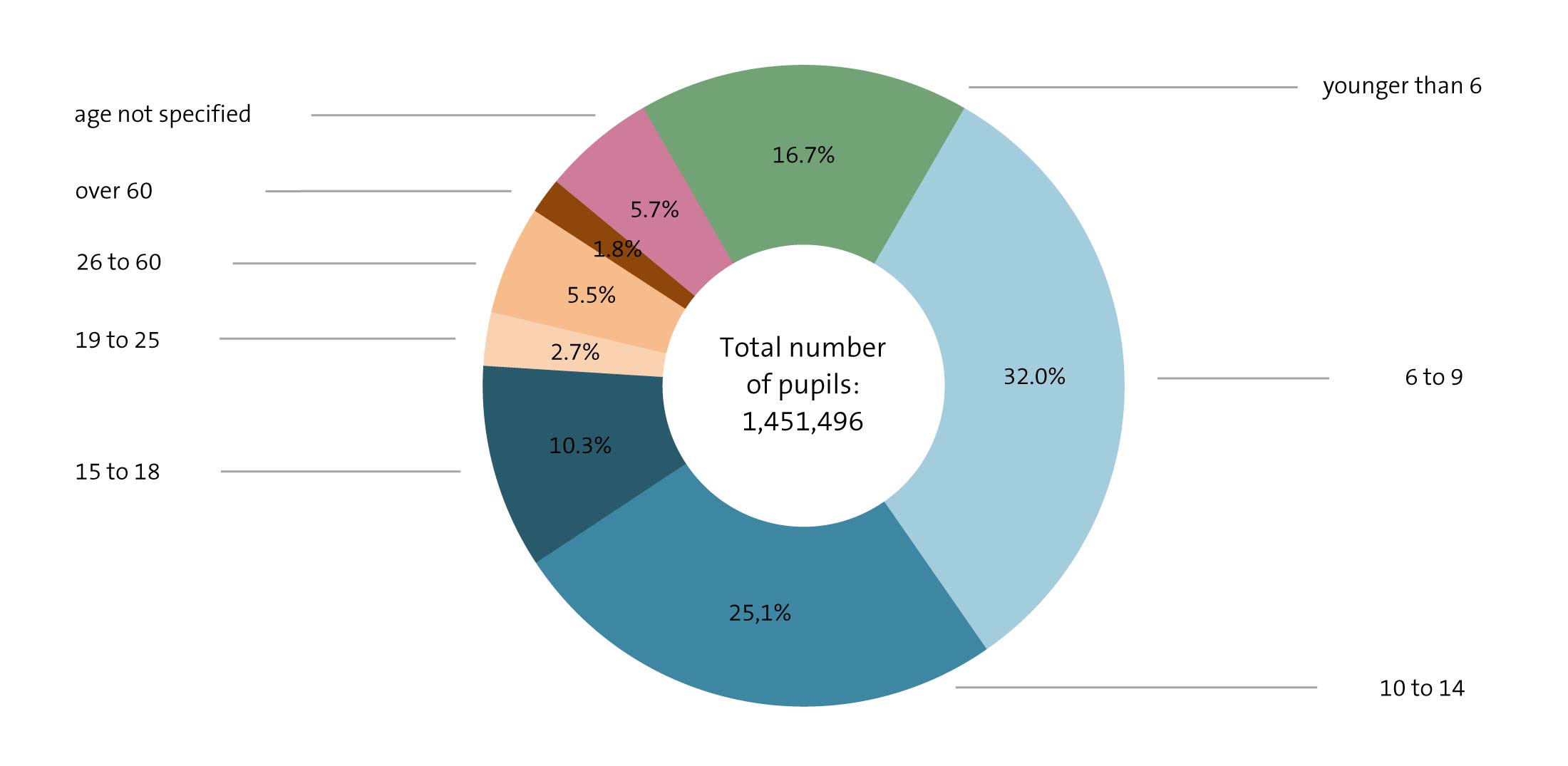 Figure: Percentage of pupils by age group, 2017